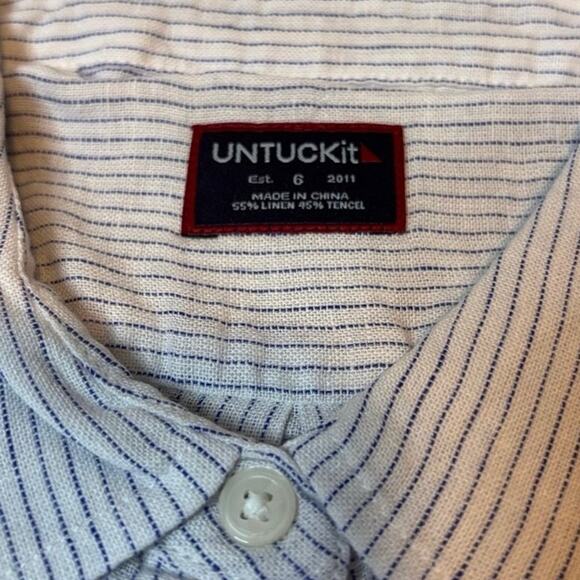 NWT UNTUCKit Women’s Size 6 Linen Tencel Pinstripe Button-Up Shirt - Picture 3 of 4